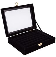 Small ring box with lid black velor