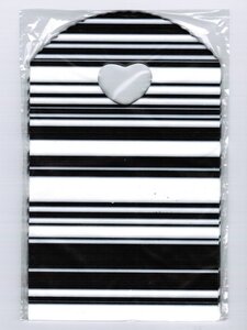 Treat bags 20x13cm (150 pieces) - black and white striped / gift bags / small plastic bags