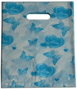 Plastic cadeau tasjes 40x30 vlinders blauw 100 stuks